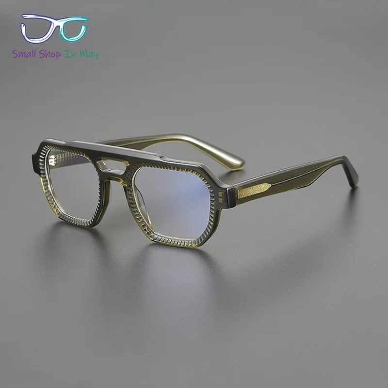 High-grade Plate Glasses Frame Fashion Double Beam Thick Frame Fashion Cool Men and Women with Myopia Anti-blue Discoloration