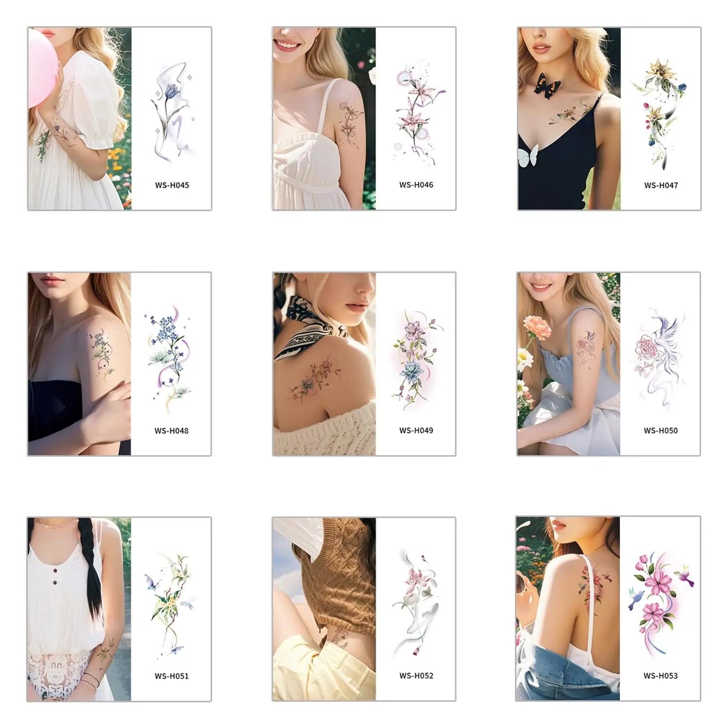 10 pieces of floral shadow neck bone arm tattoo stickers, waterproof, realistic no glue needed, non-reflective adult art patches view 4