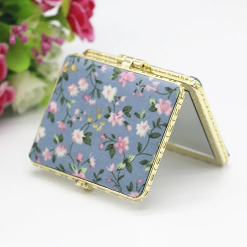 1pc Floral Spiegel Mini Make-Up Kompakte Tragbare Zwei-seite Klapp Make-Up Spiegel Frauen Vintage Kosmetik Make-Up für geschenk