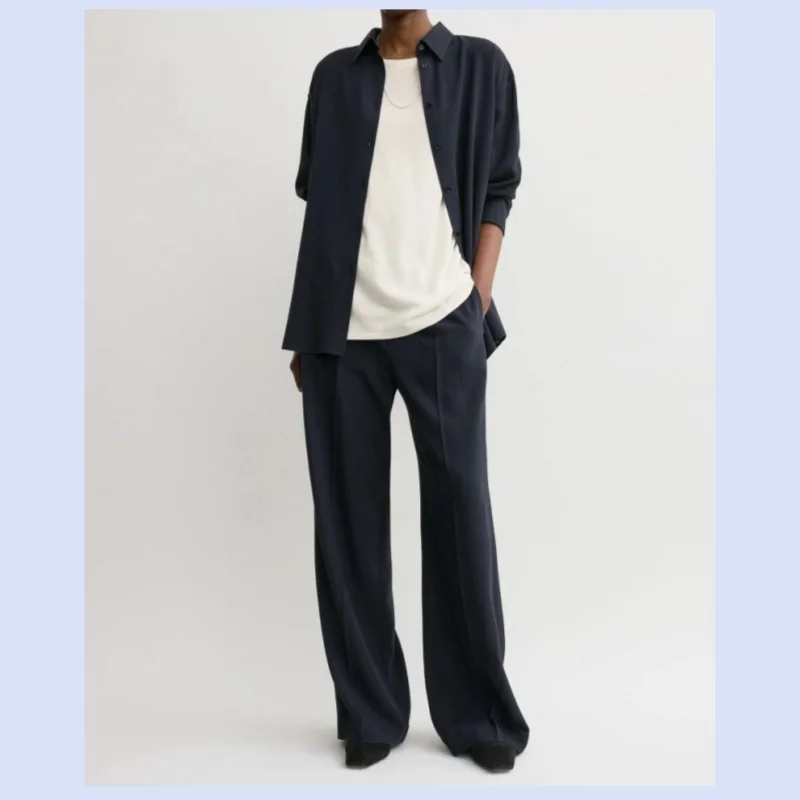 2026 Early Spring New Arrival Simple Commuter Flared Casual Shirt + Pants Set