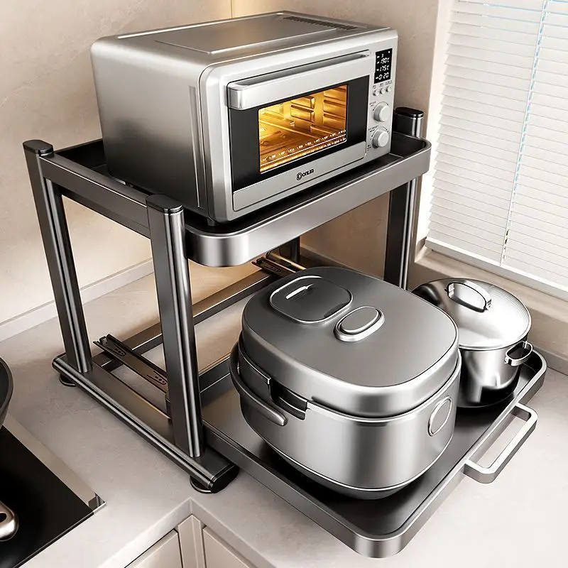 German kitchen microwave oven rack, household countertop multi-functional oven, can pull rice cooker pot storage storage