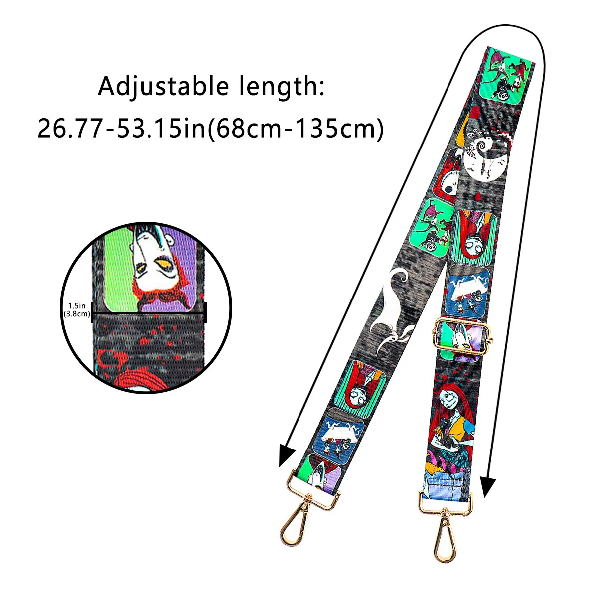 Horror Movie Series Handbag Strap for Crossbody, acessórios ajustáveis para bolsa, alças largas de nylon, cinto de bolsa Halloween