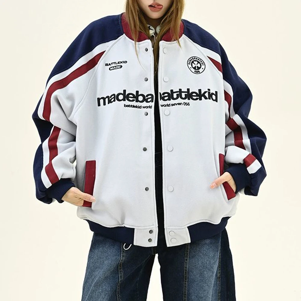 2026 Winter New Men's  Long-Sleeve Baseball Jacket American Retro Fashion Trend High Street Casual Loose Simple Men's Tops
