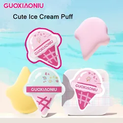 GUOXIAONIU 2PCS Cute Ice Cream Makeup Beauty Sponge Foundation Powder Wet Dry Use Blending Puffs Soft Thick Cosmetics Applicator