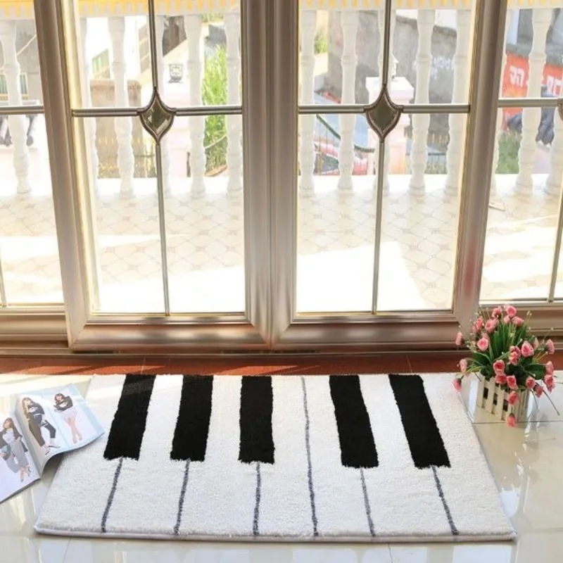 

Piano Keyboard Series Printed Bedroom Rug Living Room Floor Mat Bathroom Absorbent Mats Non-slip Minimalist Soft Carpet