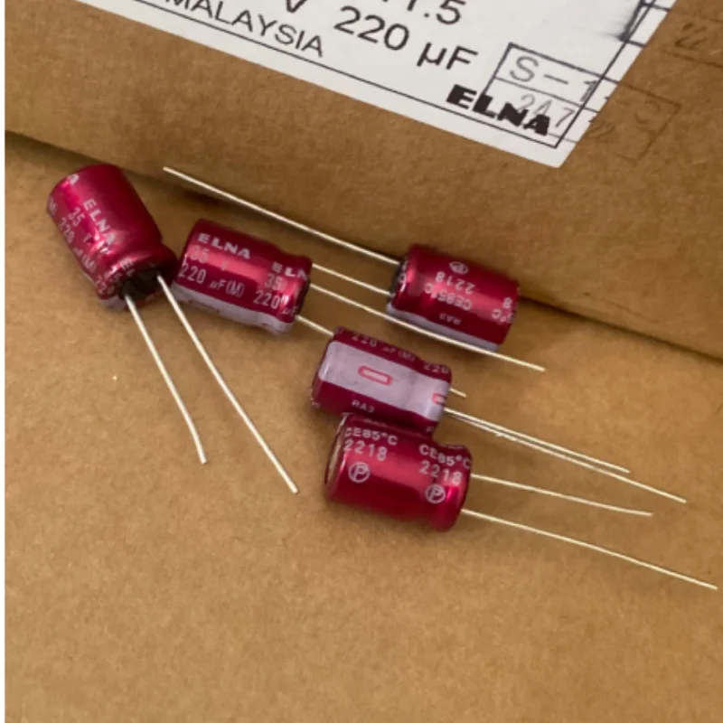 10PCS-100PCS  220UF 35V Japanese Ina ELNA Audio Capacitor 35V220UF 8 * 12 RA3 Purple Red Robe