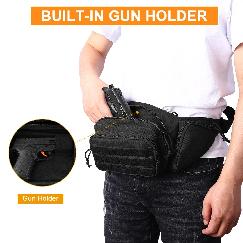 

Tactical Waist Bag Gun Holster Fanny Pack Sling Shoulder Bag Outdoor Chest Assult Pack Concealed Gun Carry Holster