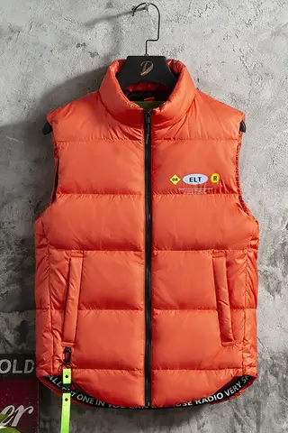 Men's Warm White Duck Down Vest Vertical Collar Warm Windproof Fashion Simple Design Loose Version of The Fabric Comfortable