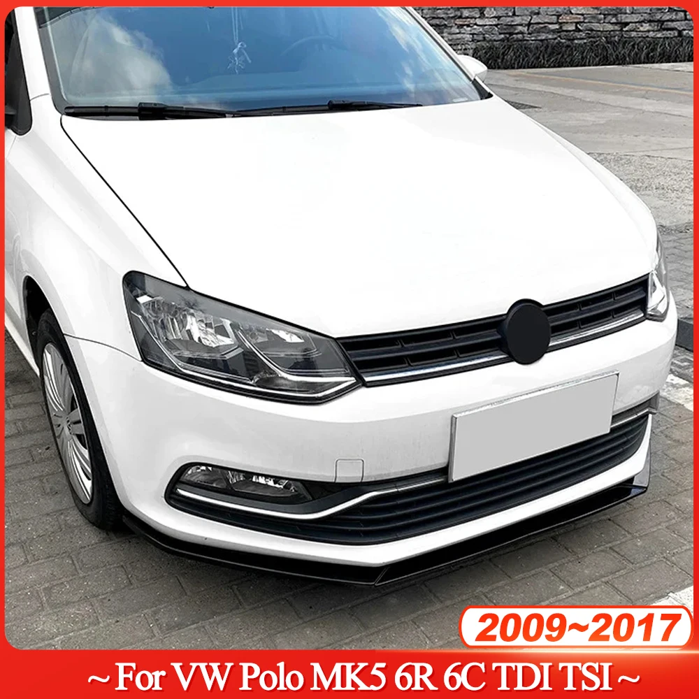 

2 шт. автомобильный передний бампер, спойлер, разделитель, диффузор для VW Polo MK5 6R 6C TDI TSI 2009-2017 ABS, глянцевый черный Bodykit Tuning