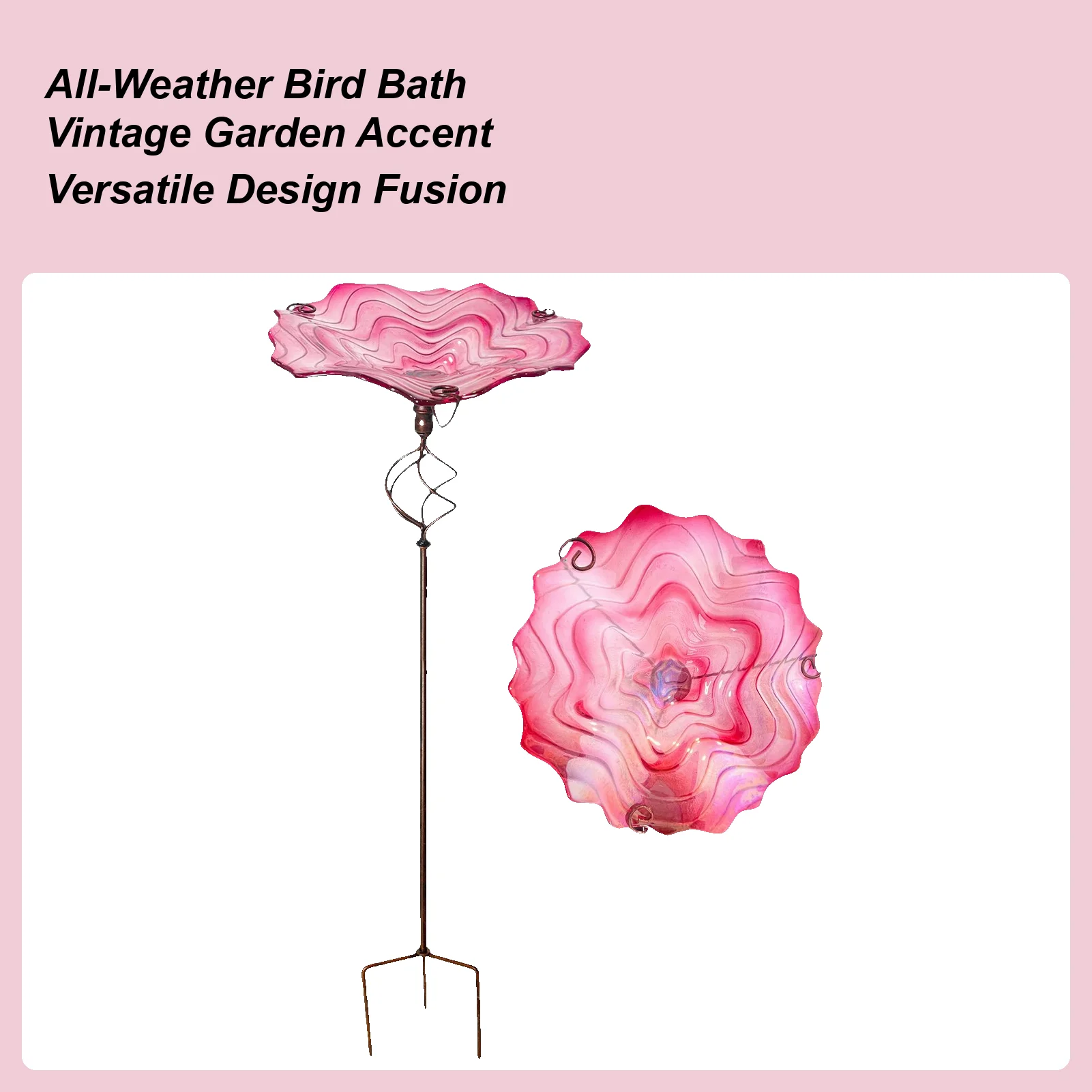 

Garden Bird Bath Iron Art Flower Bowl Water Drinker Outdoor Standing Metal Bird Bath For Hummingbird Parrot Parakeet Bee Patio