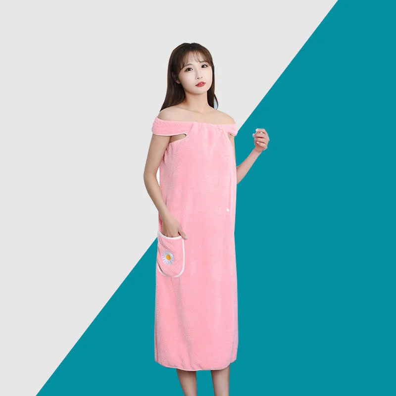 Women Wearable Bath Towel Wearable Towels Coral Fleece Women's Bath Skirt Absorbent Bath Skirt Shower Sauna Wear Towel