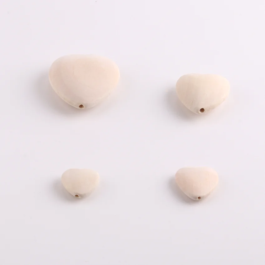 Multi-Specification Natural Unfinished Diy Flat Wooden Peach Bead Jewelry Love Shaped Wooden Beads