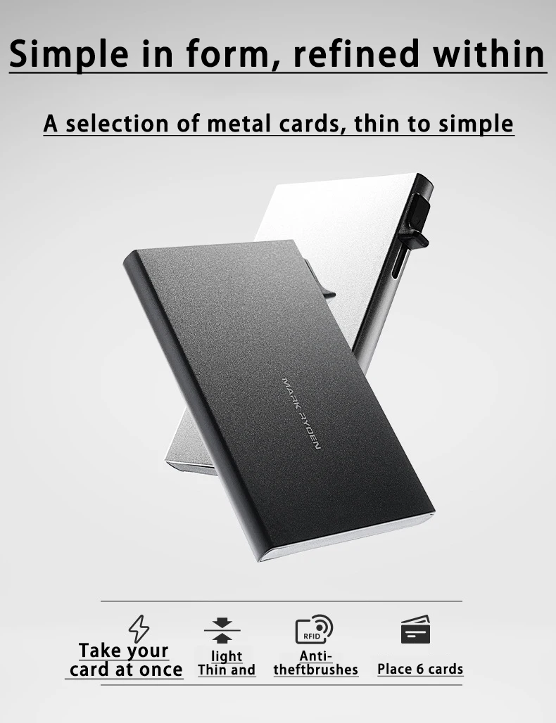 Alloy card box with automatic pop-up card holder, ultra-thin and compact ID card holder, men's credit card bank card holder