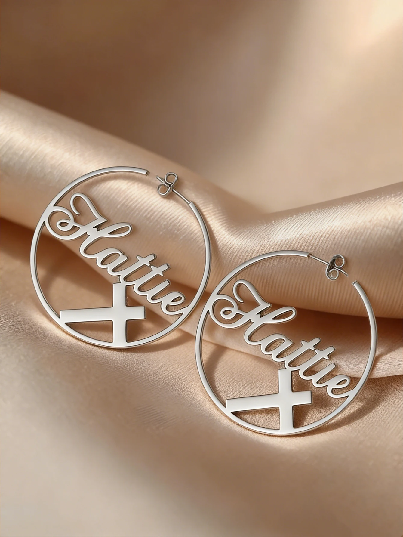 Custom Name For Women Girl 50mm Hoop Earrings Stainless Steel Jewelry Mother Her Birthday Personalized Gift,Chic Autumn,Delicate