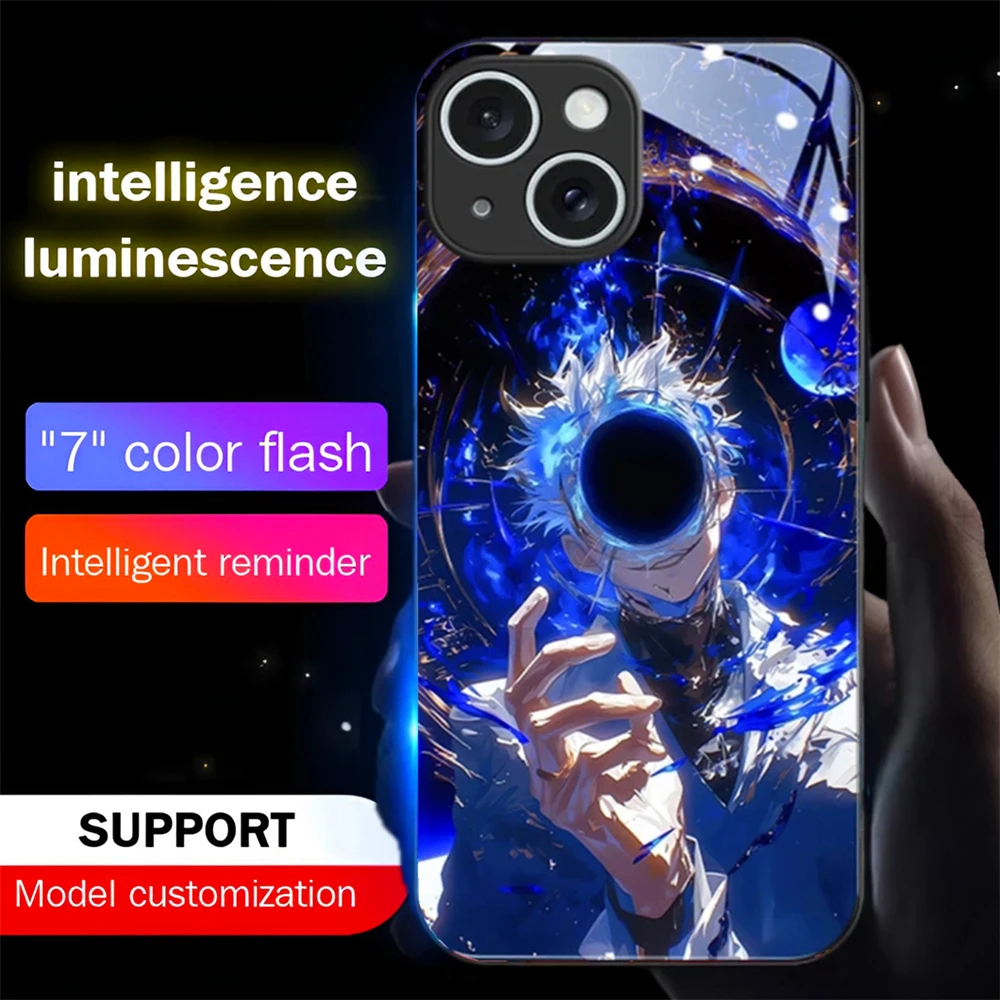 Beliebte Anime-Cartoon-Sound-Control-LED-Blitzhülle Leuchtende Glasabdeckung für iPhone Air 17 16 E 15 14 13 12 11 Pro Max Plus – Detail 8