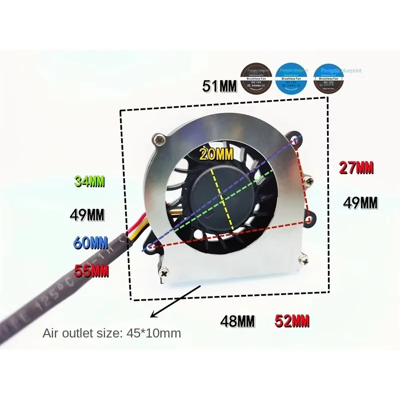 pa 50*50*10MM  original 5010 turbo blower PWM temperature control dual ball bearing 12V 5CM laptop cooling fan