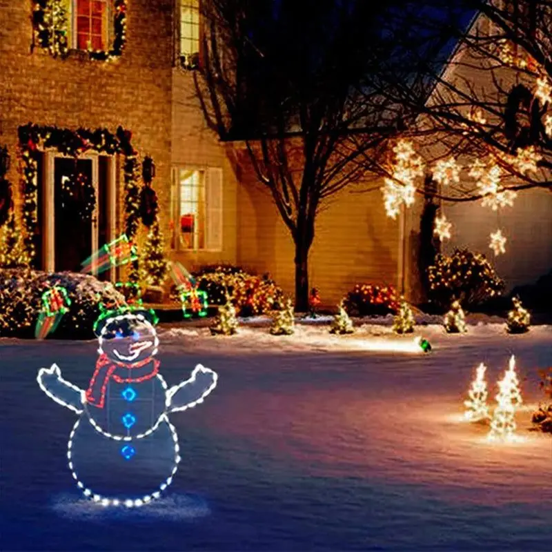 Playful Animated Snowball Light hristmas Garden Decor &LED Light Glowing Glitter Snowman Xmas Home Outdoor Yard Ornament Decor