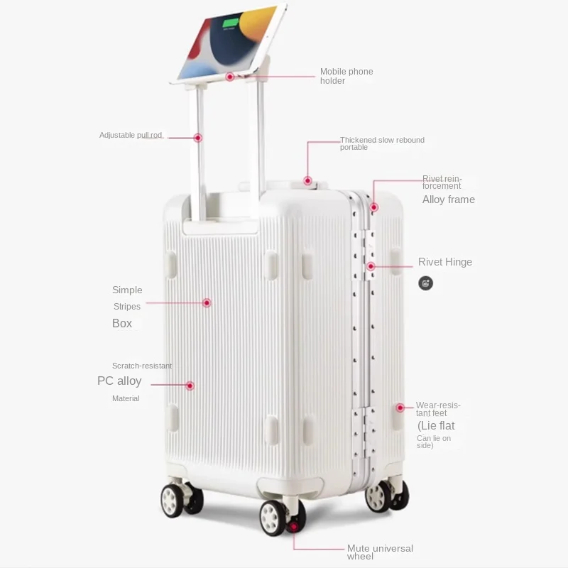 حقيبة سفر سميكة إطار من الألومنيوم كلمة المرور حقيبة أمتعة للجنسين 20-26 بوصة حقيبة حمل مع عجلات صامتة