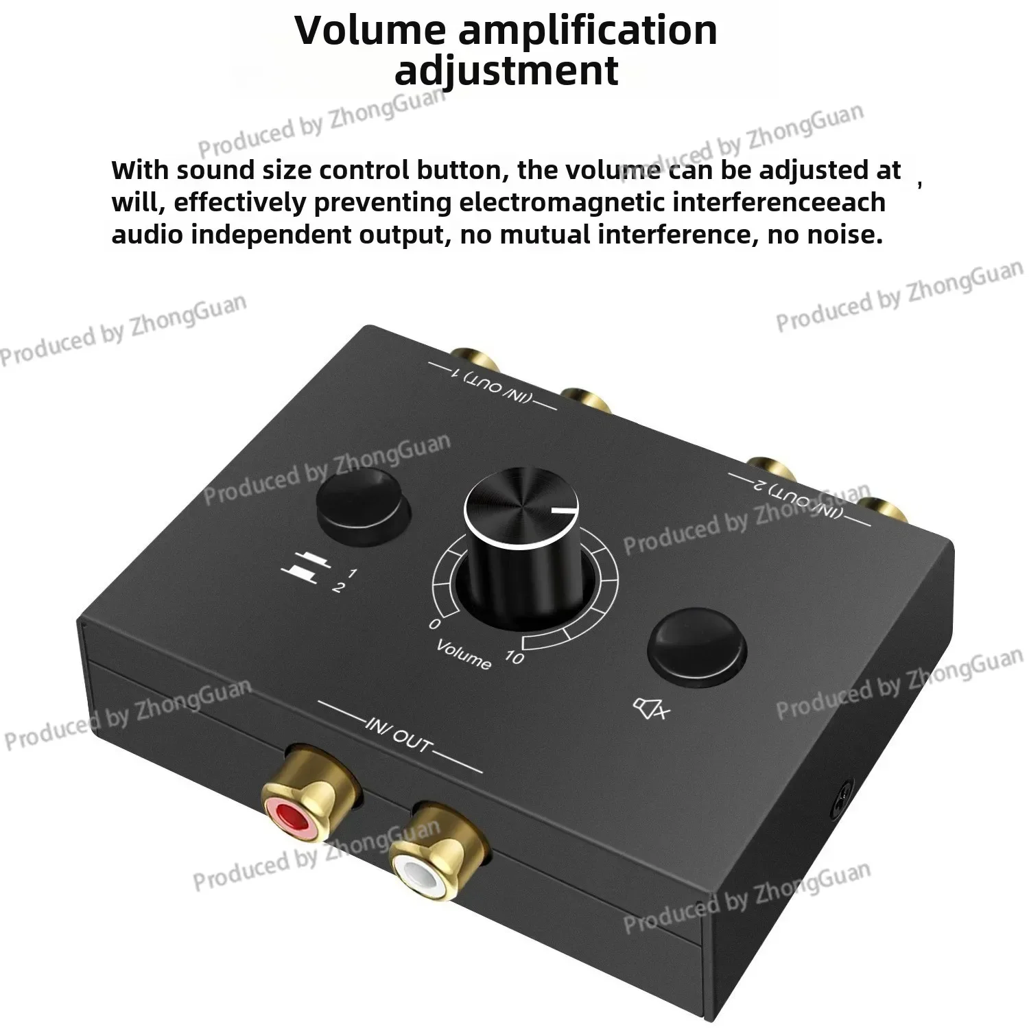 Two in One Out Red and White Audio Switcher Lossless Sound Source Transfer Switch Splitter 2 in 1 Out Sound