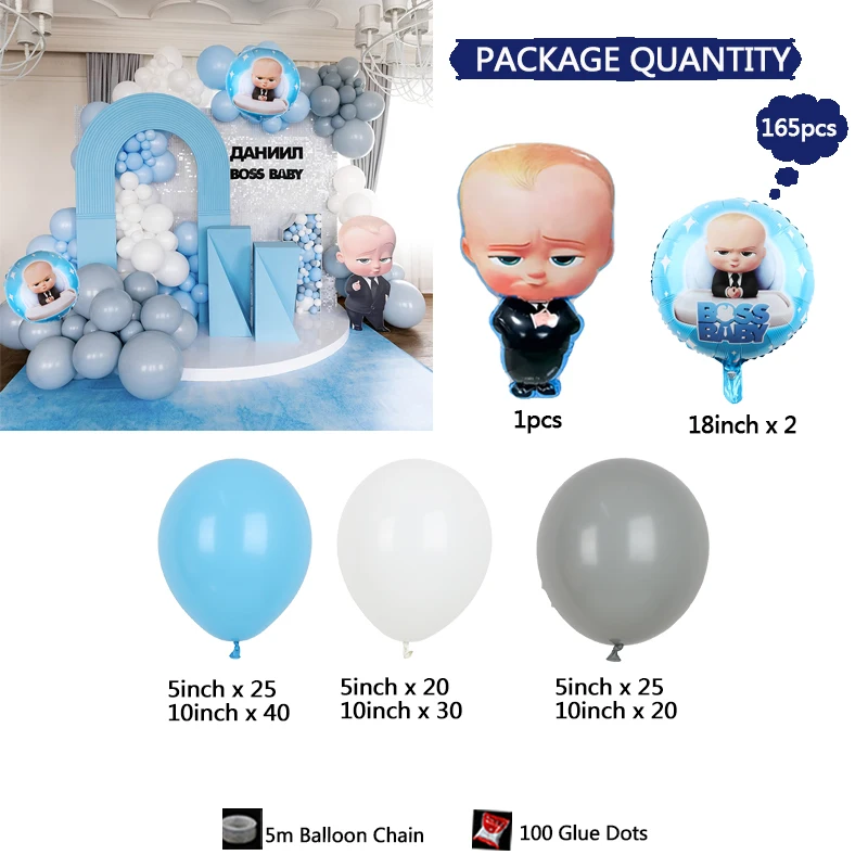 165/113PCS Boss Baby Tema Palloncino Ghirlanda Arco Kit Neonato Doccia Foil Palloncino a elio Bambini Bluey Decorazioni per feste Supplie