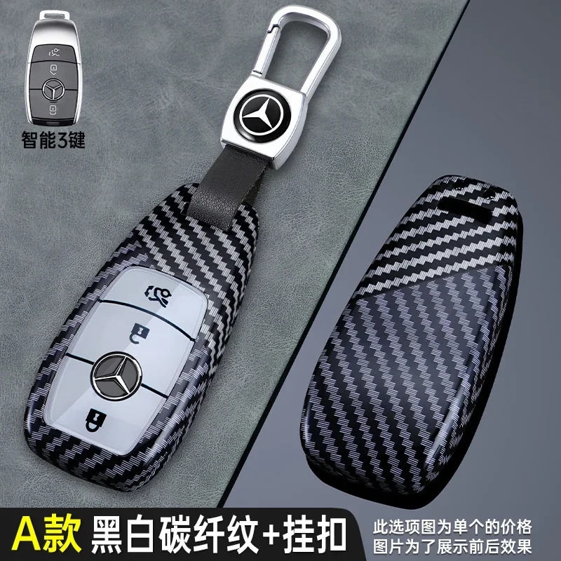 Carbon Fiber Car Key Case Cover Holder Shell For Mercedes Benz A C E S G Class GLC CLE CLA GLB GLS W177 W205 W213 W222 X167 AMG