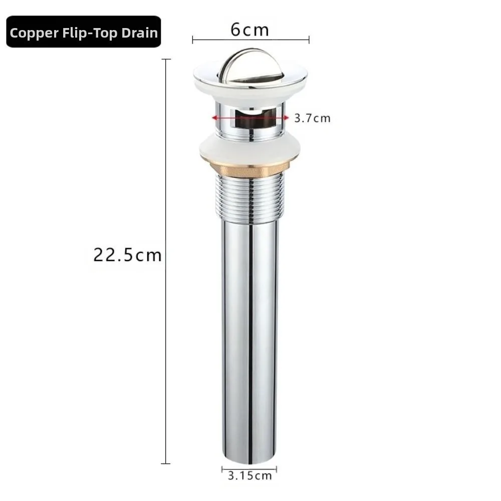 

Flip Plate Type Basin Drain Device Anti-Clogging Rust-proof Sink Strainer Rapid Drainage Copper Universal Sink Drain Washroom