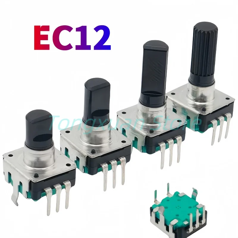 1pc EC12 Car Audio Encoder With Switch 24 Position 360 Degree Rotation Shaft Length 19MM 14MM 12MM Digital Potentiometer 5Pins
