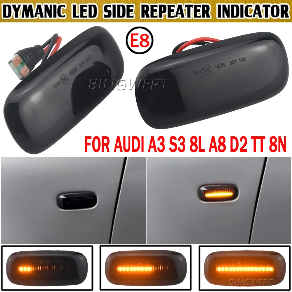 Flashing LED Side Marker Light Dynamic Turn Signal Repeater Sequential Light For Audi A3 S3 8L A8 D2 1999-2002 TT 8N 2000-2006