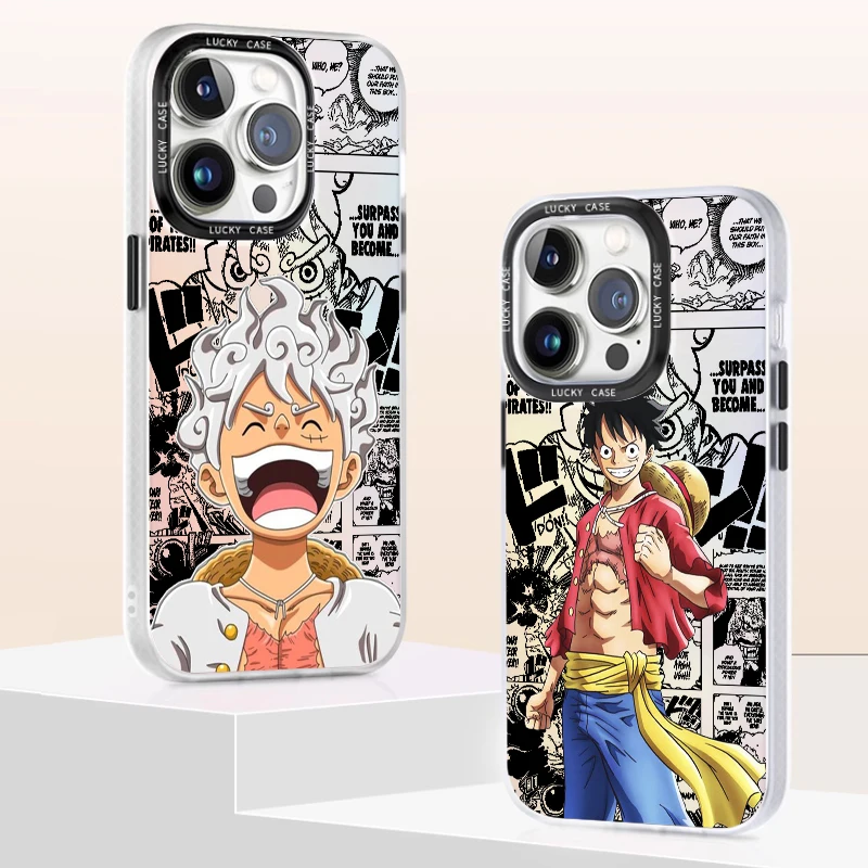 

Luxury Anime One Piece Luffs Phone Case For Apple iPhone 15 14 13 12 11 XS XR X Pro MAX 8 7 Plus Laser Gradient Soft Cover