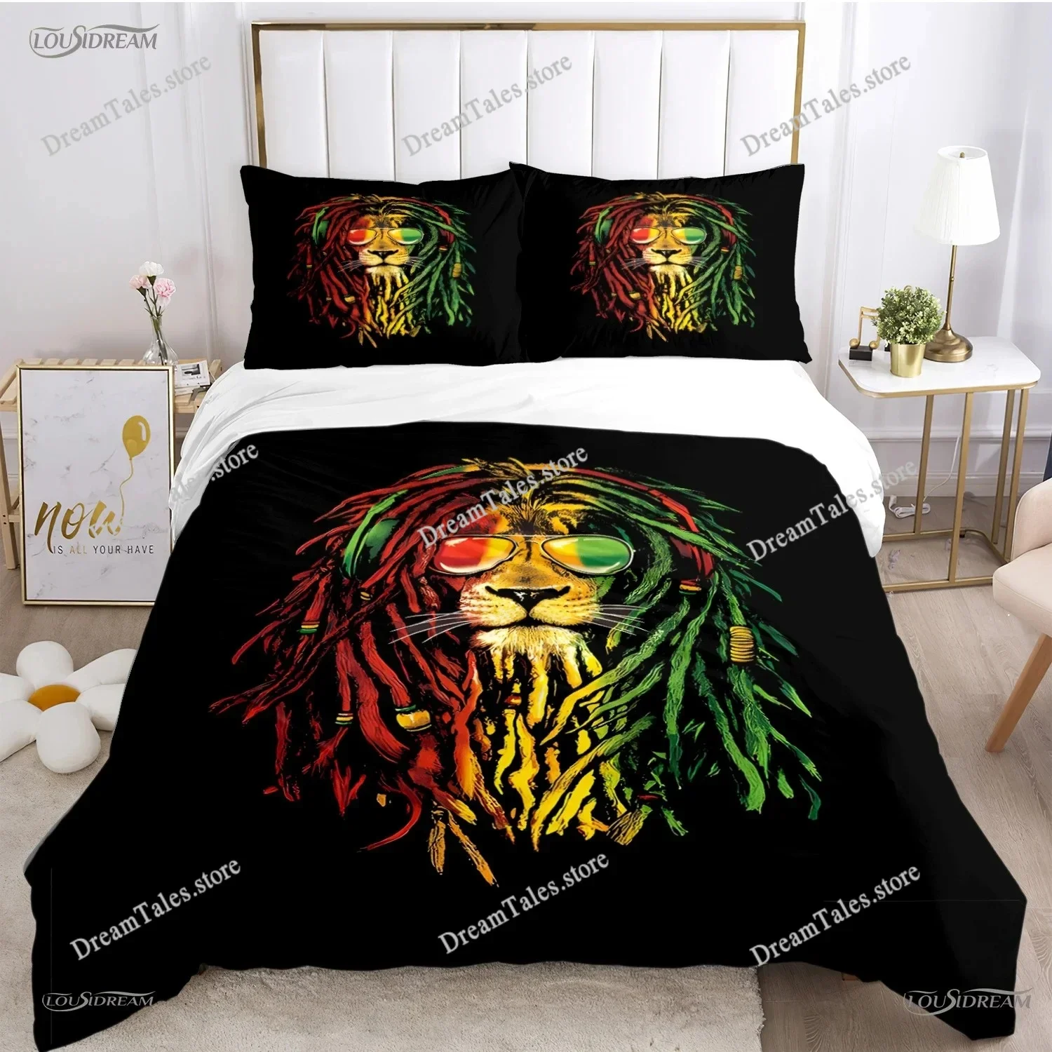 Bob Marley Music Duvet Cover Comforter Fear Bedding Sets Soft Quilt Cover and Pillowcases for Teens Boy SingleDoubleQueenKing741