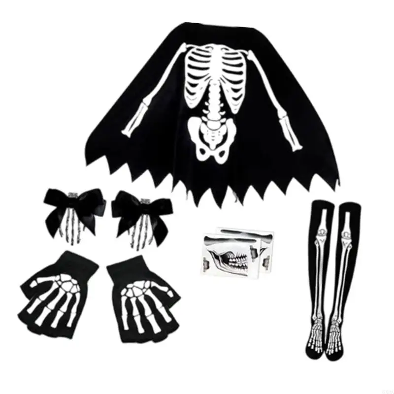 Kit Squelette – Cape, Gants et Barrettes – photo 4
