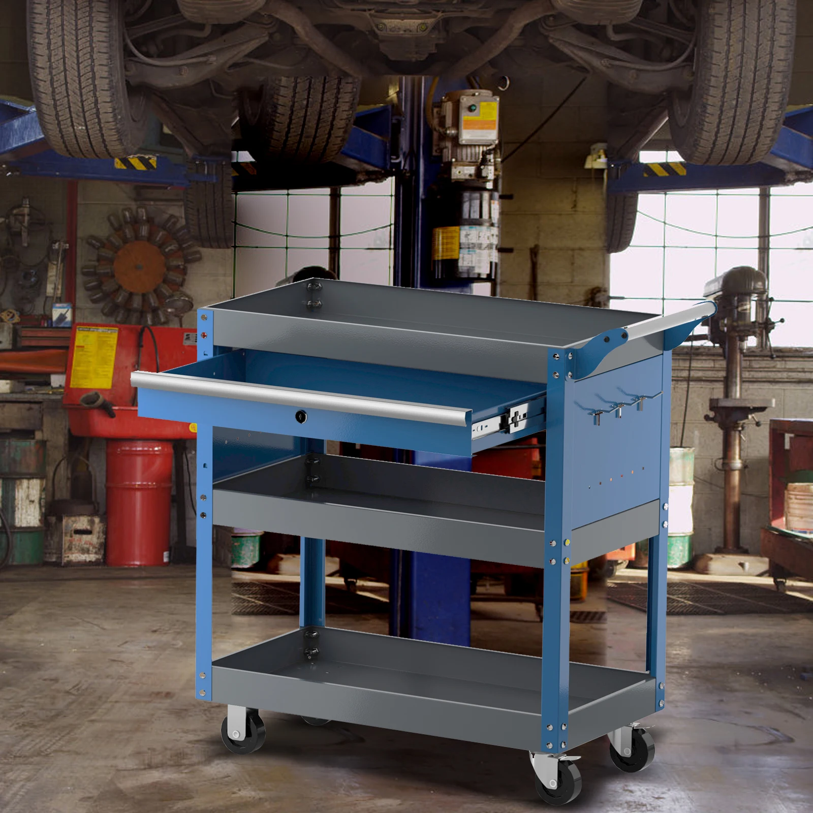 

3 Tier Rolling Tool Cart on Wheels，Mechanic Tool Cart with Drawers，Utility Carts for Garage,Repair Room,Warehouse Workshop |