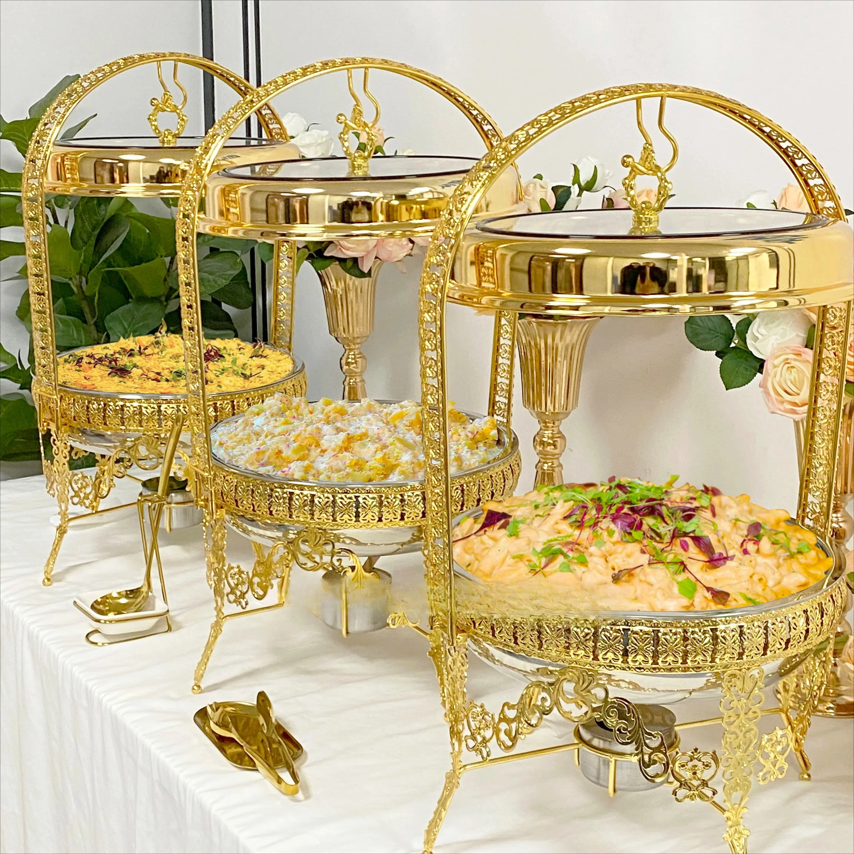 1PCS Hotel Restaurant Supplies Food Warmer Serving Buffet Catering Stainless Steel Butterfly Chaffing Chafing Dishes Buffet Set
