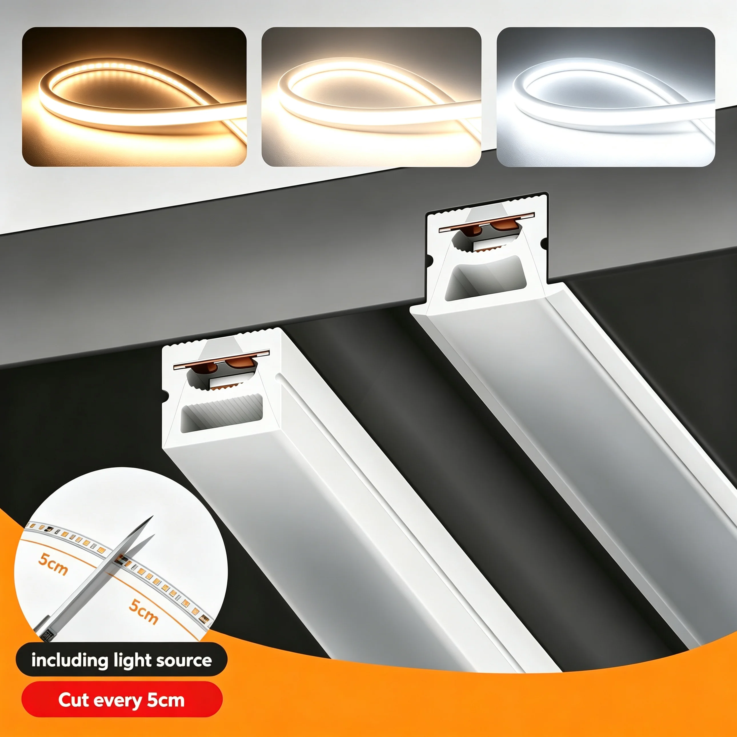 24V Silicone Neon LED Strip Flexible Top Emitting Linear Light IP67 Waterproof 3 CCT Selectable for Indoor Outdoor Lighting