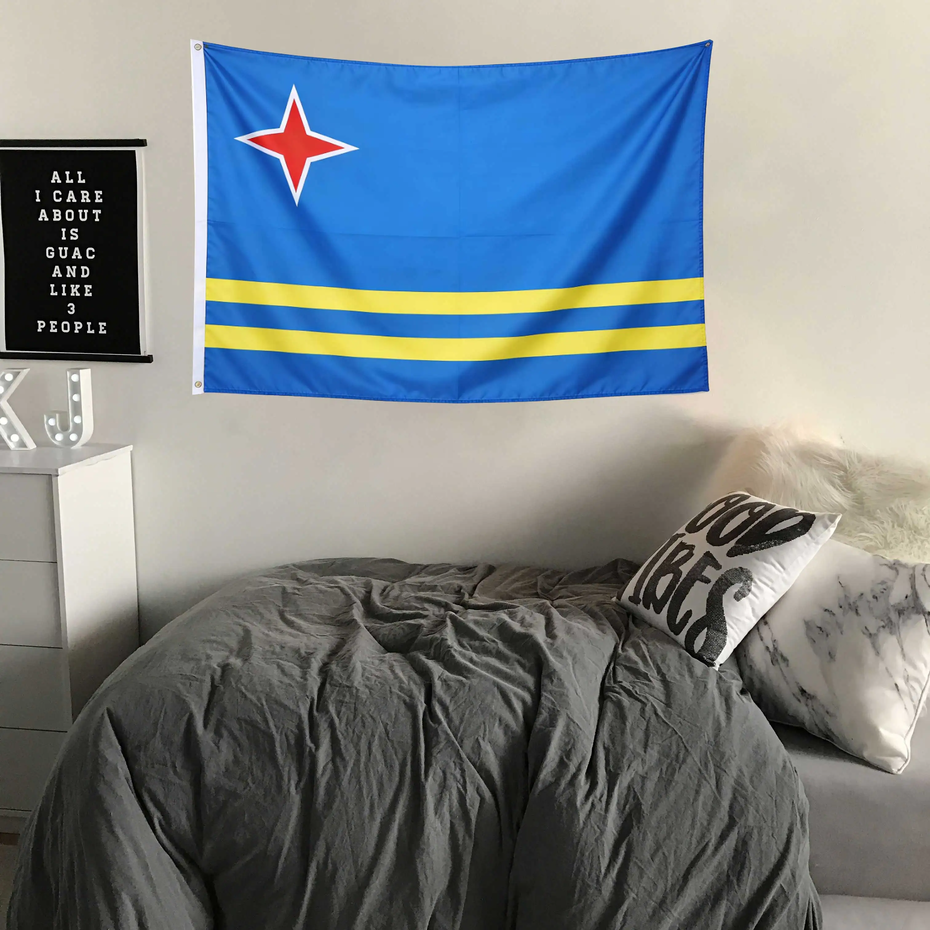 3x5ft Flag Of Aruba Durable, Brightly Colored Flag, Produced By Professional Factories, Can Be Hung In Various Places