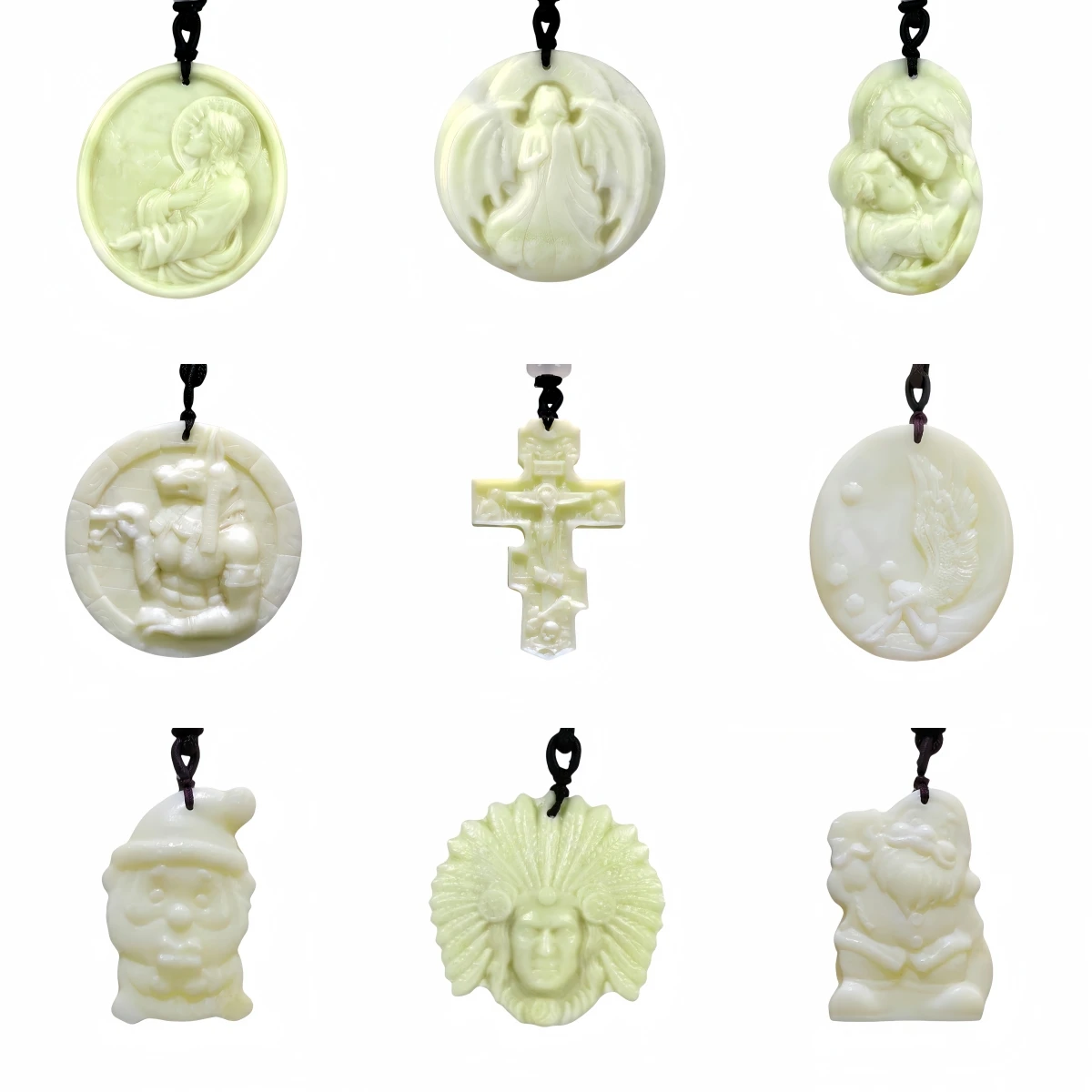 Milky White Natural Jade Jesus Angel Cross Pendant Necklace Real Jewellery Fashion Gemstone Charm Amulet Gifts for Women Men