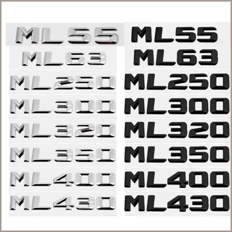 3D Car Rear Trunk Sticker Tail Letter Badge Emblem for ML Style ML55 ML63 ML250 ML300 ML320 ML350 ML400 ML430 Accessories