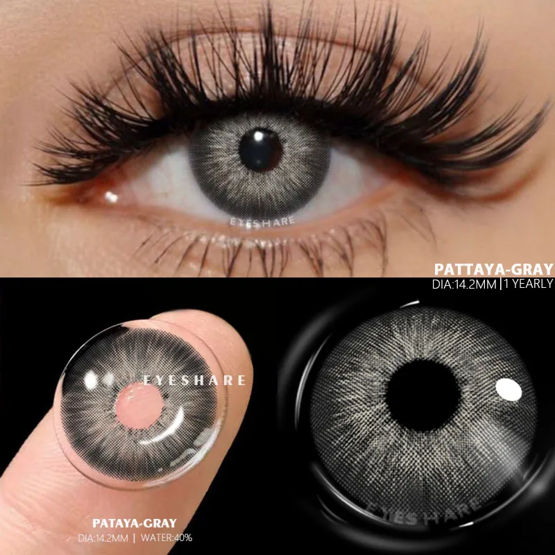 EYESHARE 1Pair Natural Colorful Contact Lenses for Eyes Blue Eye Lenses Green Lenses Gray Pupils Yearly Cosmetic Eye Contacts