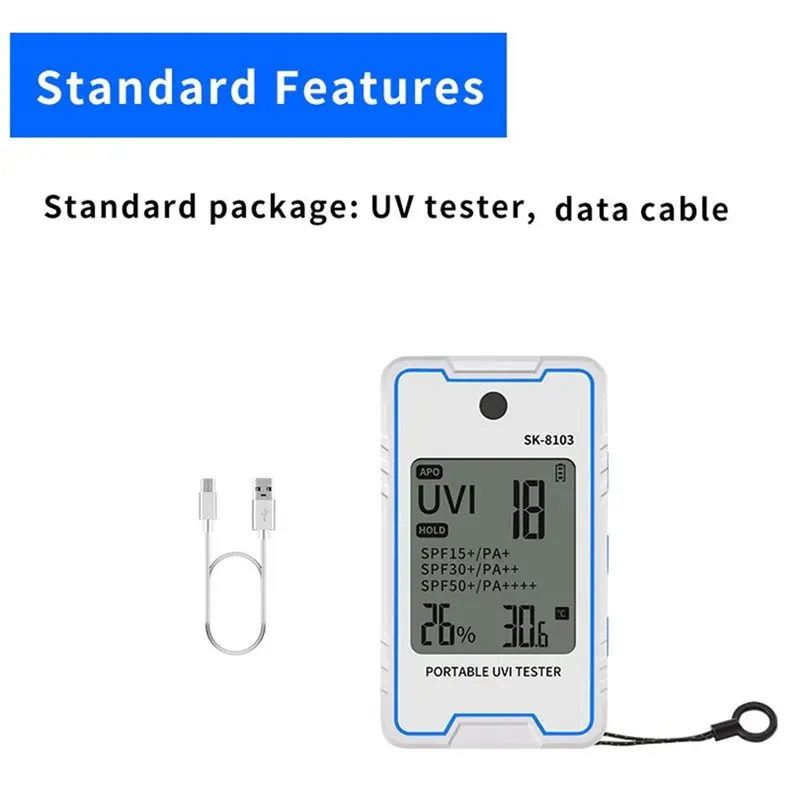 AAAN-SK-8103 SPF UV Detector Temp Humidity Display For Outdoor Sunscreen Protection