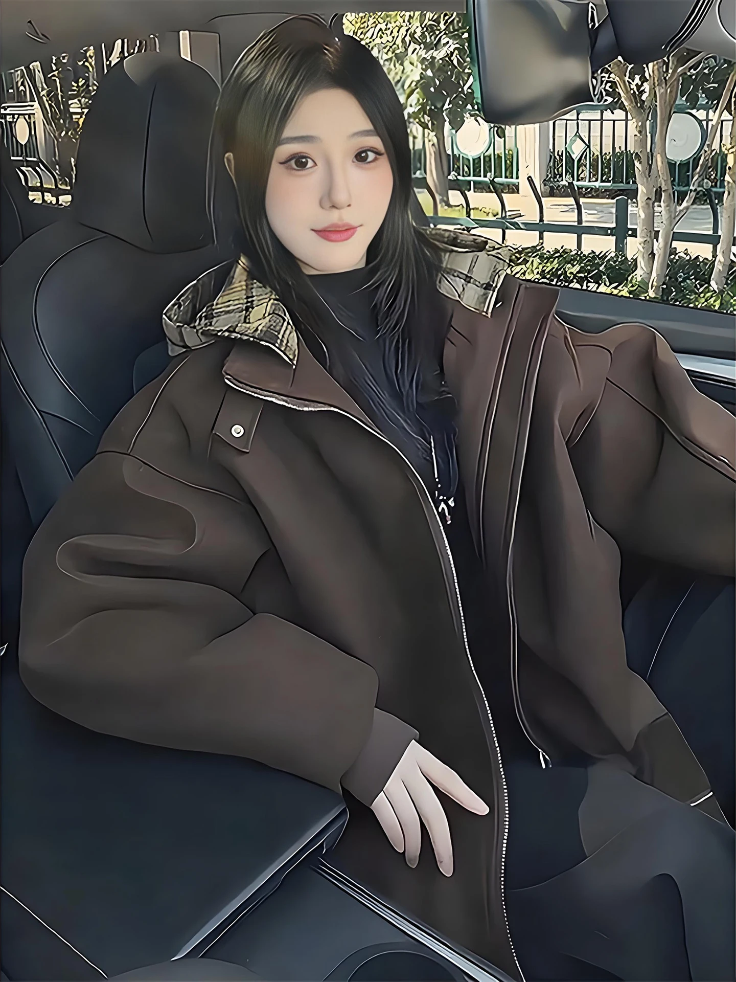 

Browan Plaid Cotton Jaet Men's Thiened Winter Coat Warm Hooded Fake Two-Piece Design American Sle Youth Faion