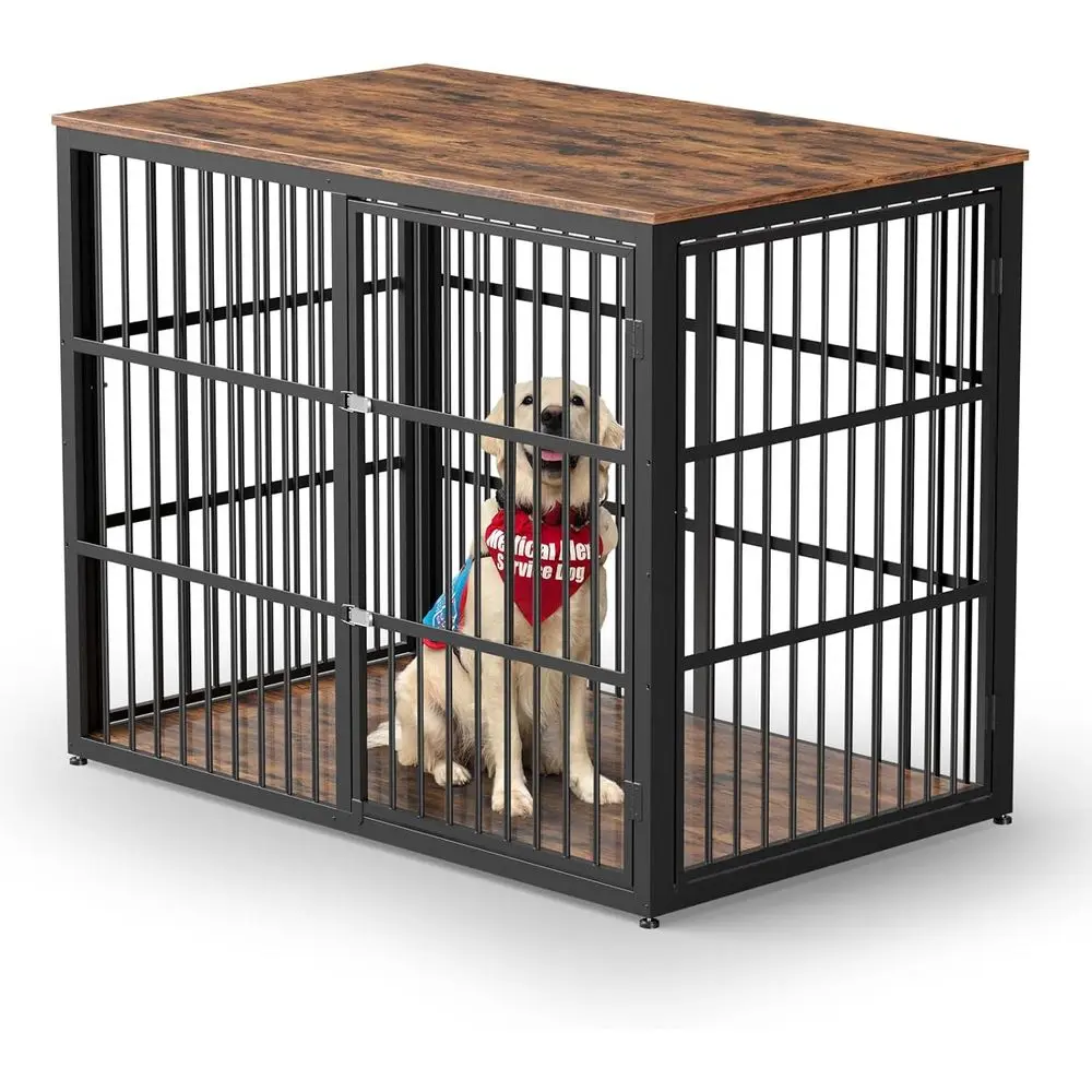 

XXL 48 Dog Crate Furniture - 3-Door Wooden End Table, Heavy-Duty Indoor Cage for Medium to Large Dogs, Stackable Units