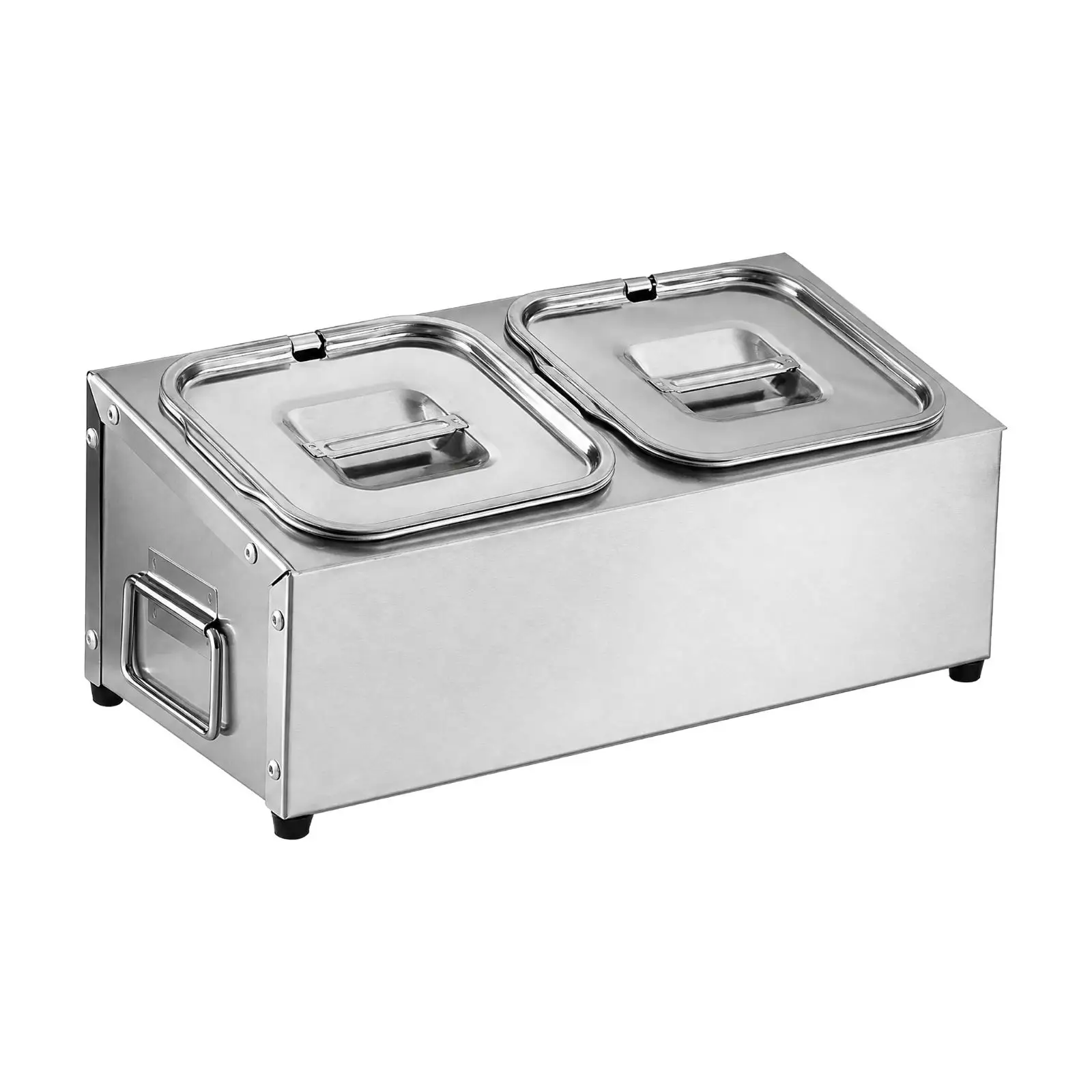 Silver Finish Condiment Holder Rack for Kitchen Counter Sauce Dispenser Storage with Hinged Lid Pans