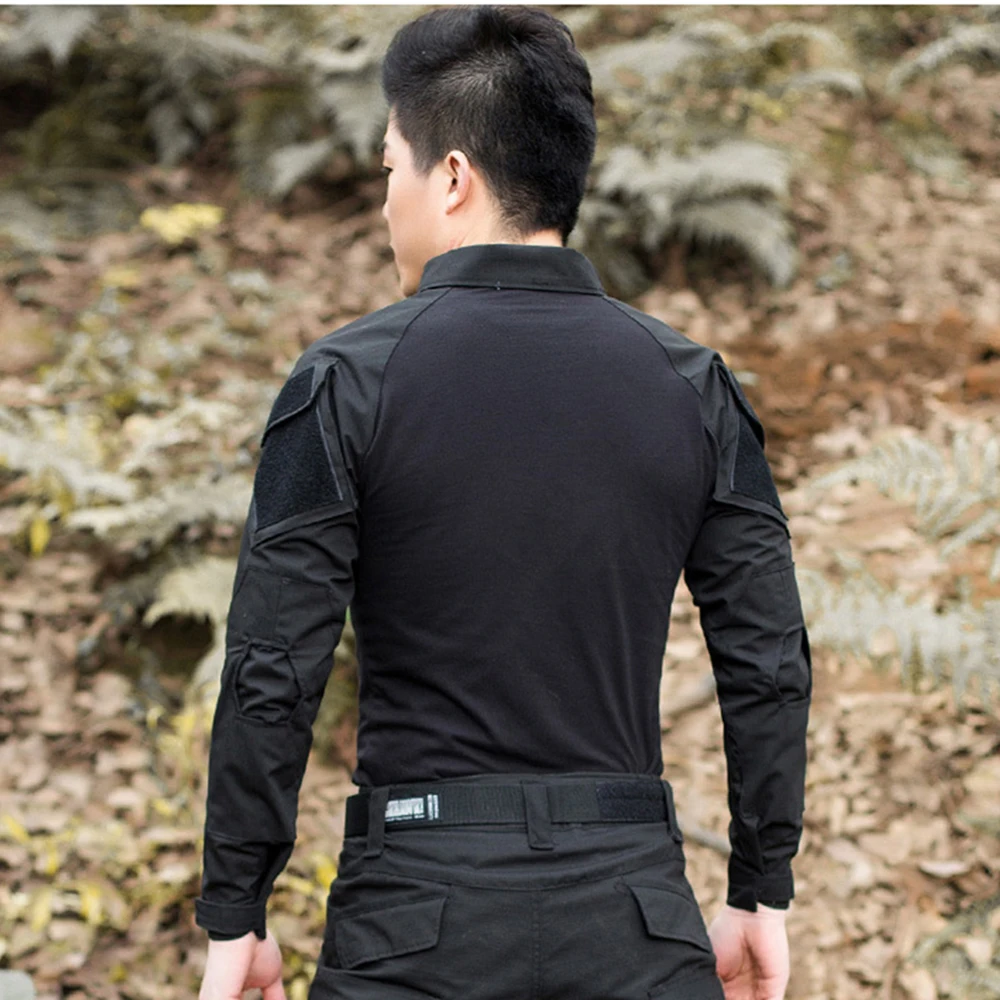 Outdoor taktyczne koszulki turystyczne mężczyźni kamuflaż bojowy z długim rękawem trening myśliwski koszula wspinaczkowa bawełniane ubrania sportowe — zdjęcie 7