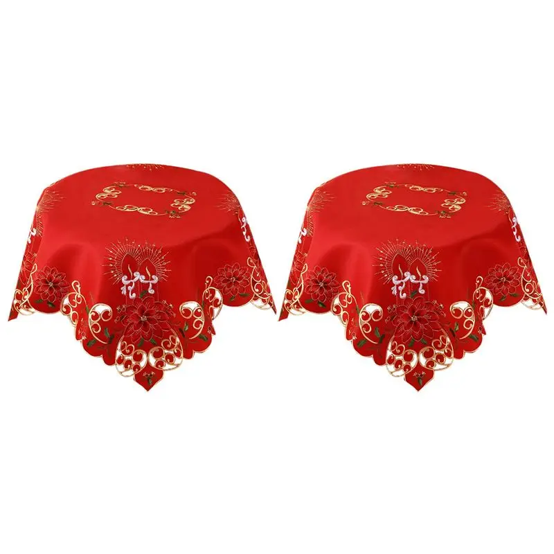 

AT41 3X Рождественская скатерть с вышивкой, полая круглая скатерть, для ресторанов, обеденных вечеринок, банкетов, 33 дюйма