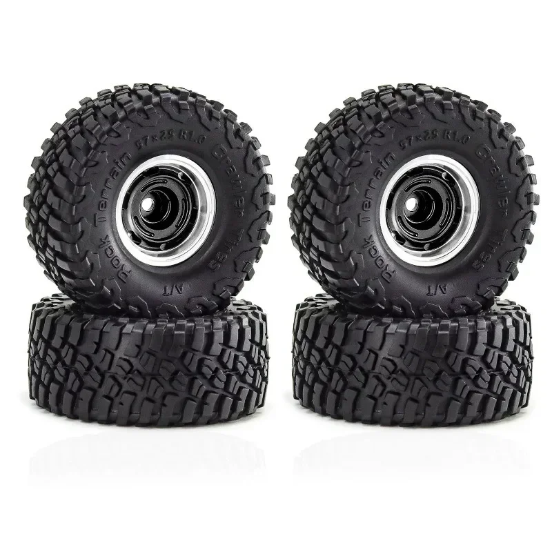 

4pcs 57mm 1.0" Metal Beadlock Wheel Tire Set For 1/18 1/24 RC Crawler Car TRXS 4M SCX24 AX24 FCX24 Upgrade Parts Accessories