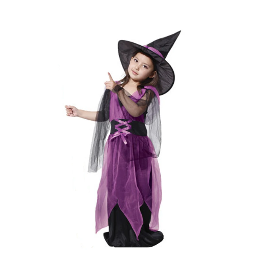 Halloween Costume Girls Fantasy Witch Dress Luxury Fancy Bat Spider Halloween Theme Party Outfits Kids Stage Performance Sets