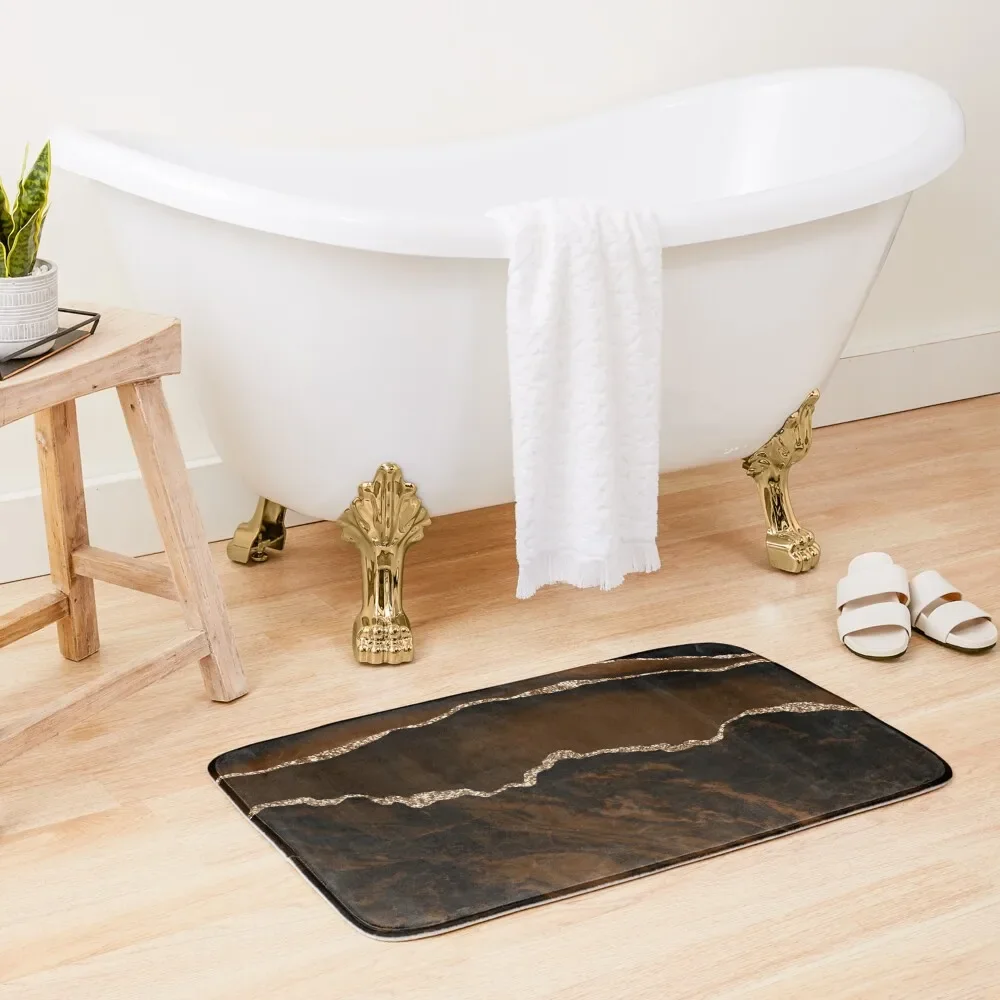 

Abstract Brown & Gold Modern Geode Agate Design Bath Mat Household Items For Bathroom And Toilet Mat