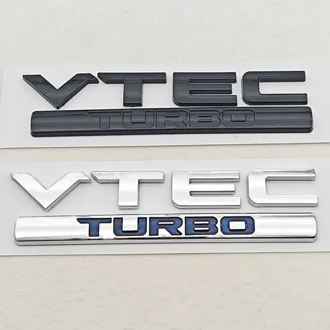 3D ABS Chrome Black Logo VTEC TURBO Car Rear Trunk Sticker Fender Emblem Decal Badge For Honda Civic Accord CRV Auto Accessories