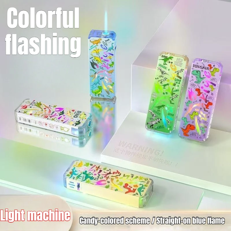 2026 New Metal Windproof Lighter - Side-Pull Ignition  Flash Light Blue Jet Flame Stylish Creative Gift for Boyfriend