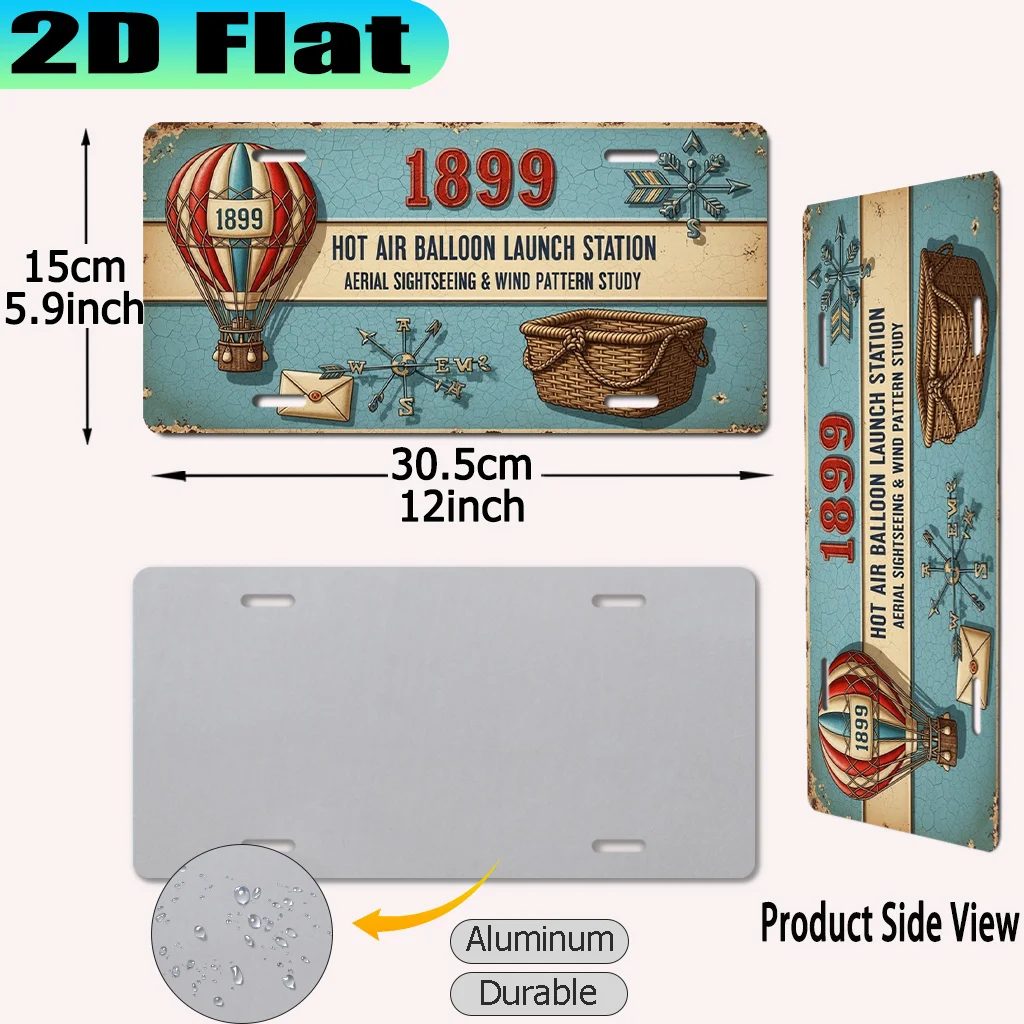 2D Flat - 【2D Flat】 2D Flat - [2D Flat] 1pc, 1899 Hot Air Balloon Launch Station Aerial Observations & Wind Tunnels Vintage Alum